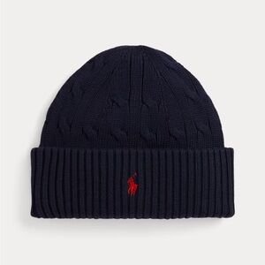 Toddler Polo by Ralph Lauren Navy Beanie with Red Logo